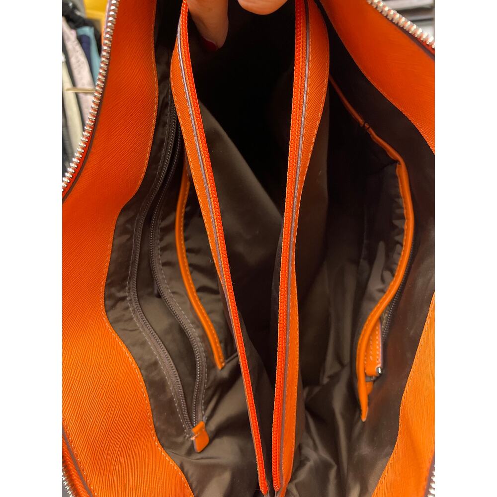 VGUC – TUMI Voyageur Large Tangerine Textured Leather Briefcase 73126TNG - Picture 8 of 11